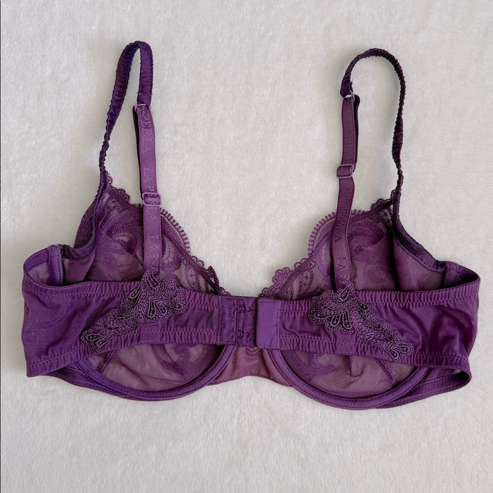 La Perla | Floral Groove Embroidered Tulle Underwire Plunge Bra Purple (36C) - Picture 5 of 16